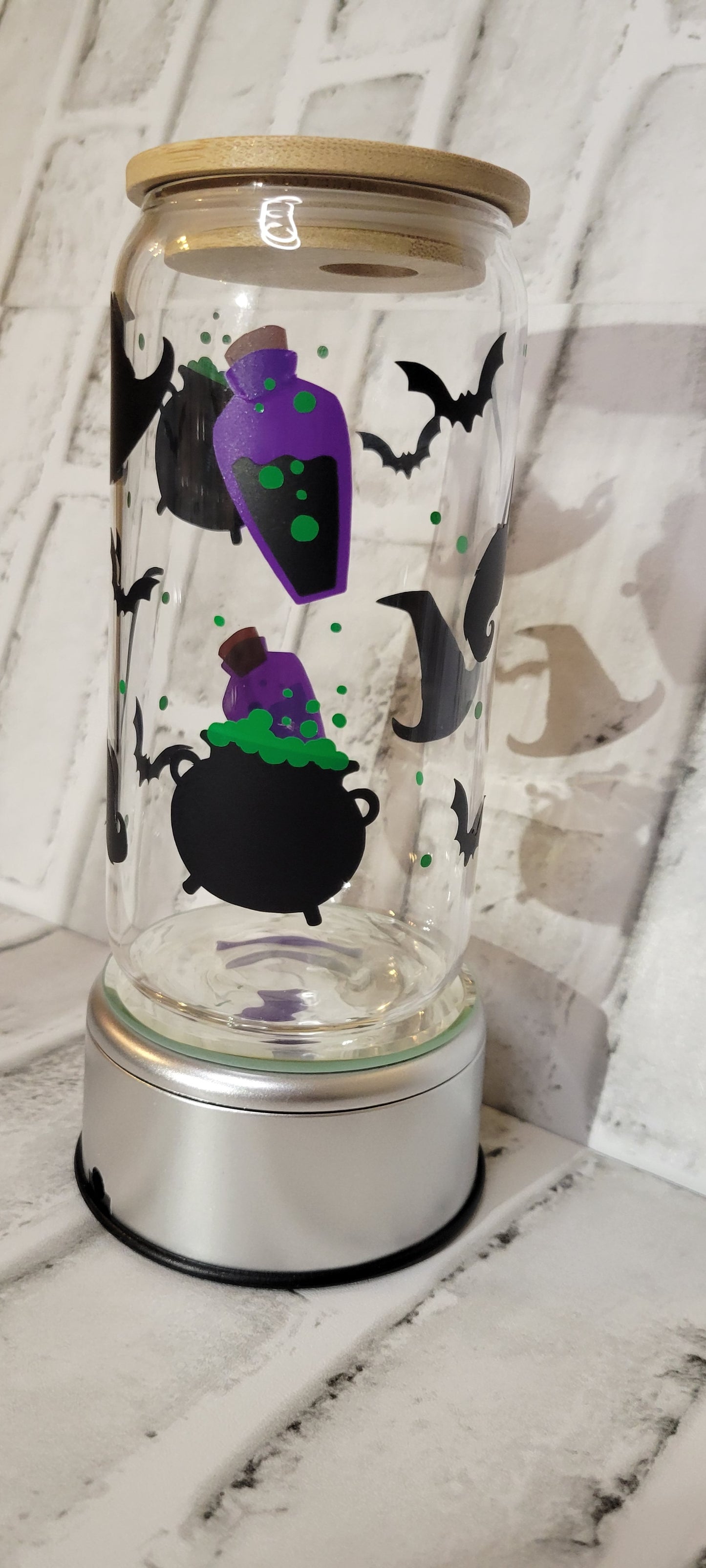 Halloween Bats and Potion Glass Can 16oz Cup