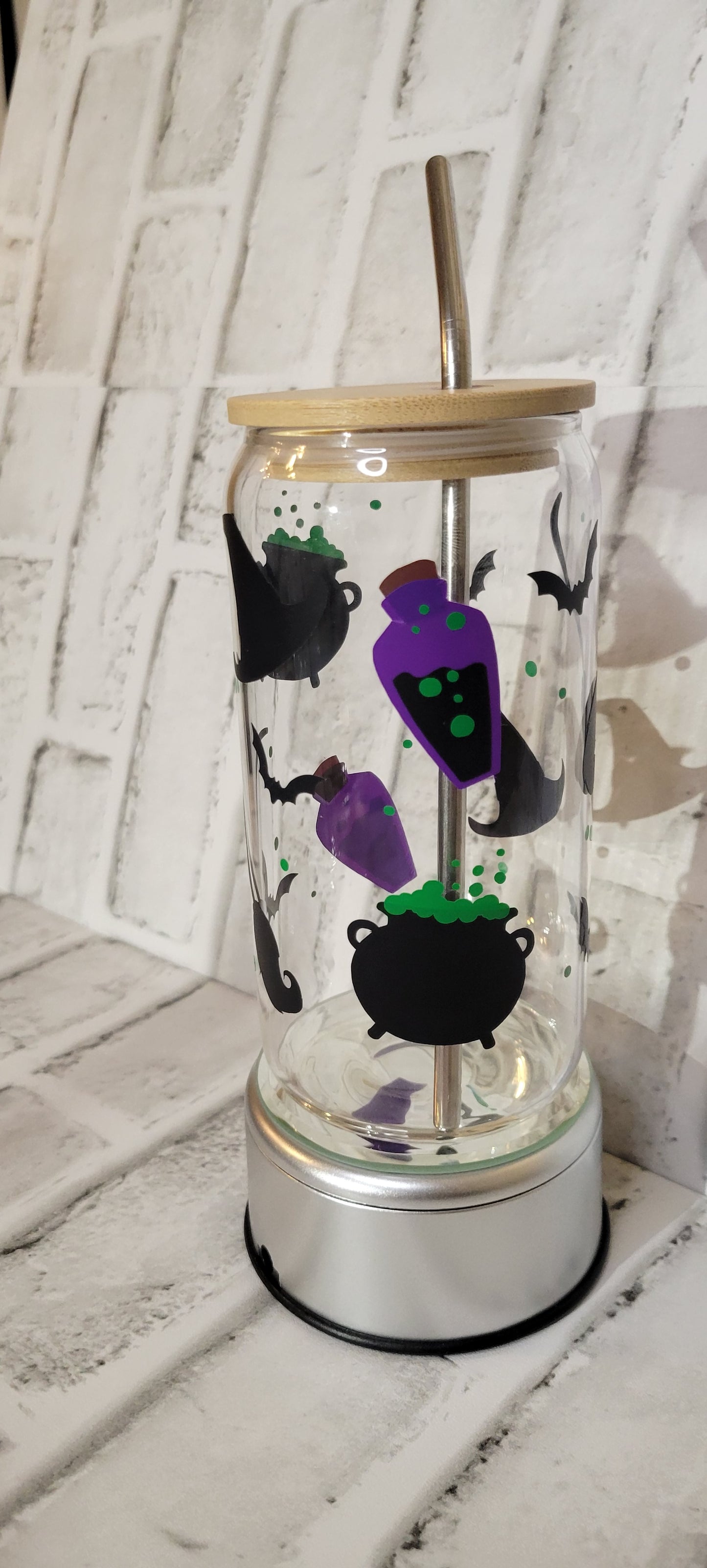 Halloween Bats and Potion Glass Can 16oz Cup