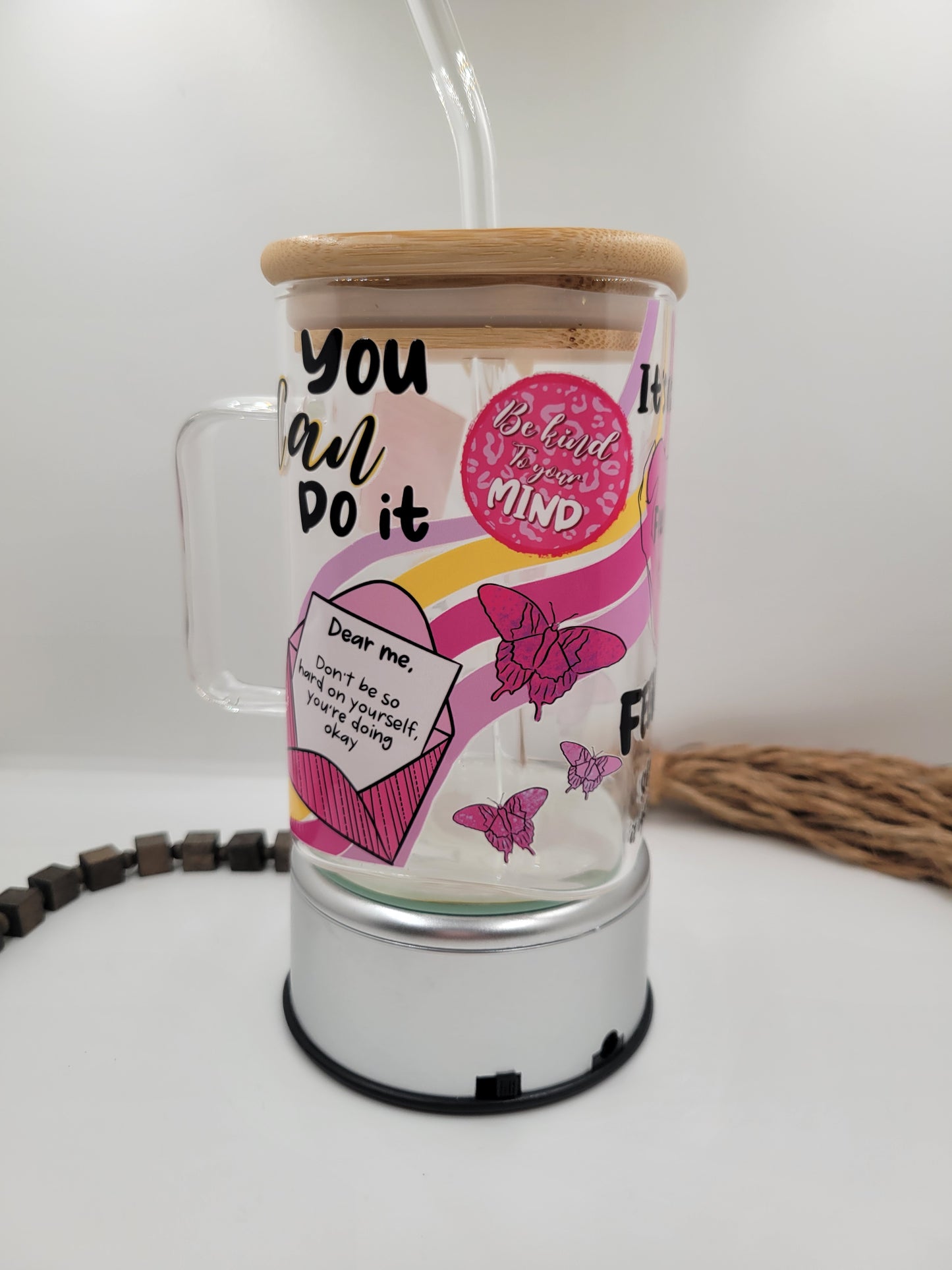 Self-Care Square Glass Cup