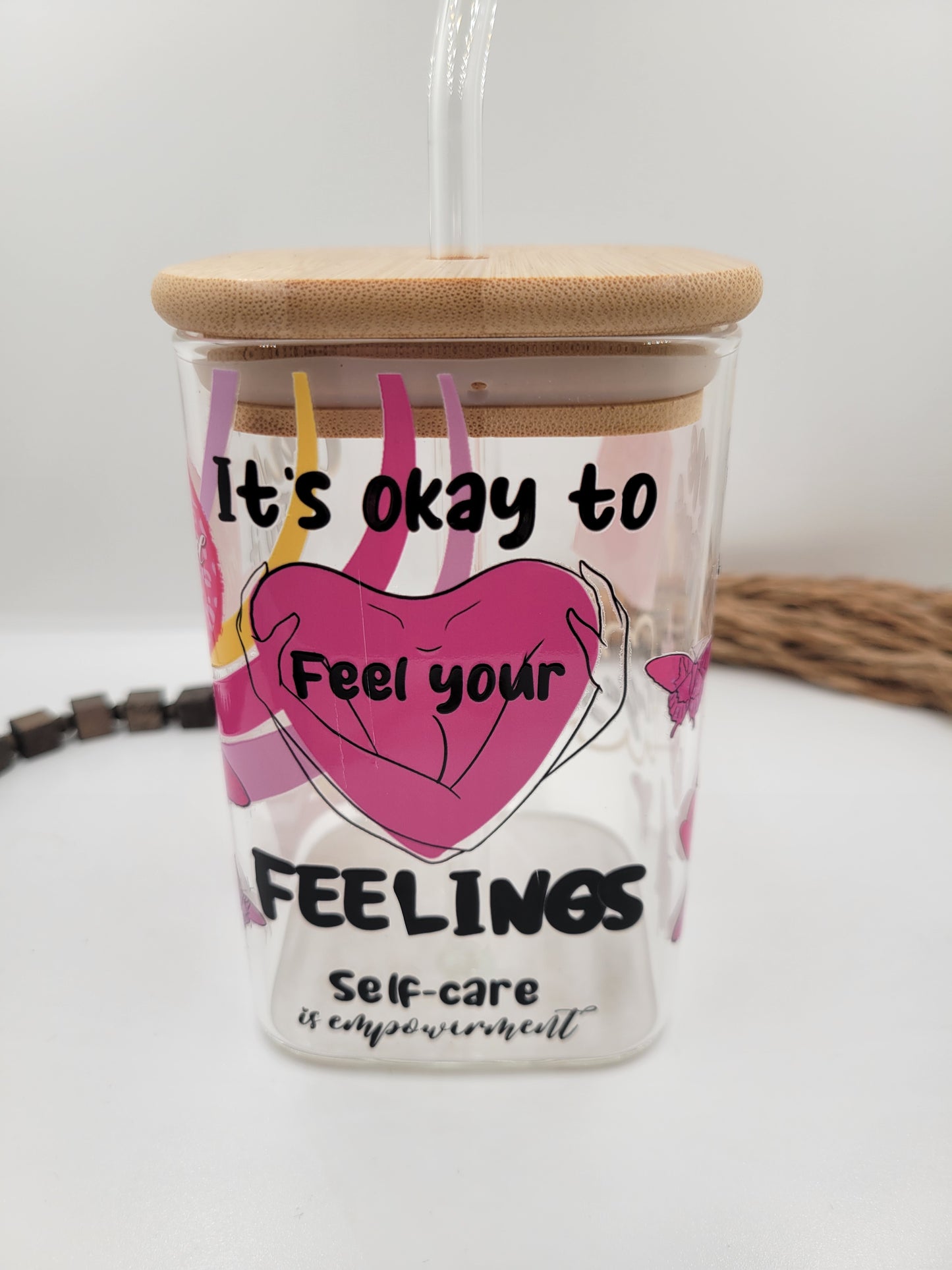 Self-Care Square Glass Cup