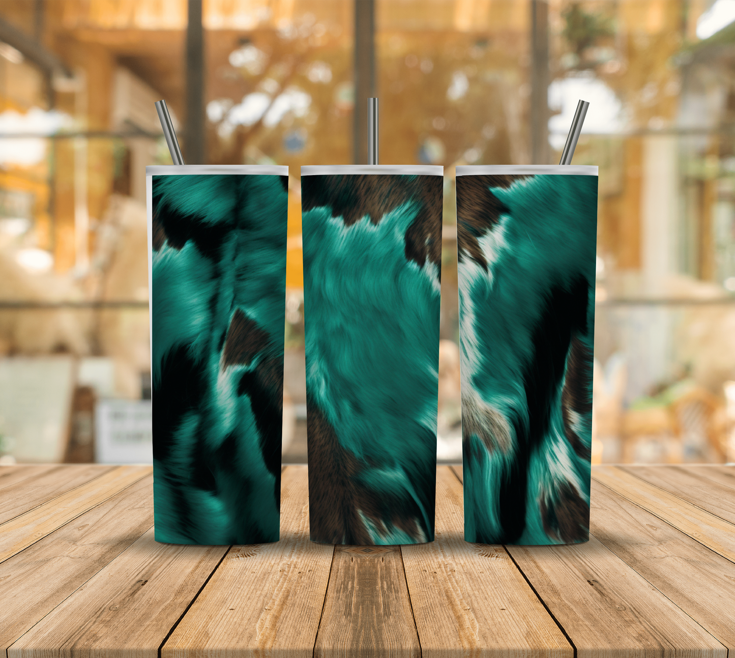 Teal Cowhide 20oz Tumbler